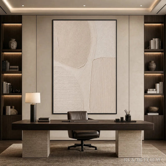 BUYARTVIEW Earthen Forms – Large Textured Wabi-Sabi Abstract Painting - image 2