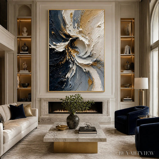 BUYARTVIEW Spiral Light – White Gold Spiral Texture Abstract - image 2