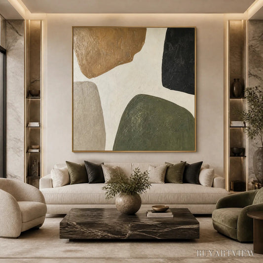 BUYARTVIEW Earthbound Forms – Organic Neutral Shape Abstract - image 2