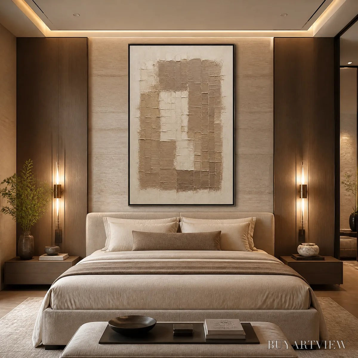 BUYARTVIEW Carved Sand – Beige Relief Texture Vertical Painting - image 6