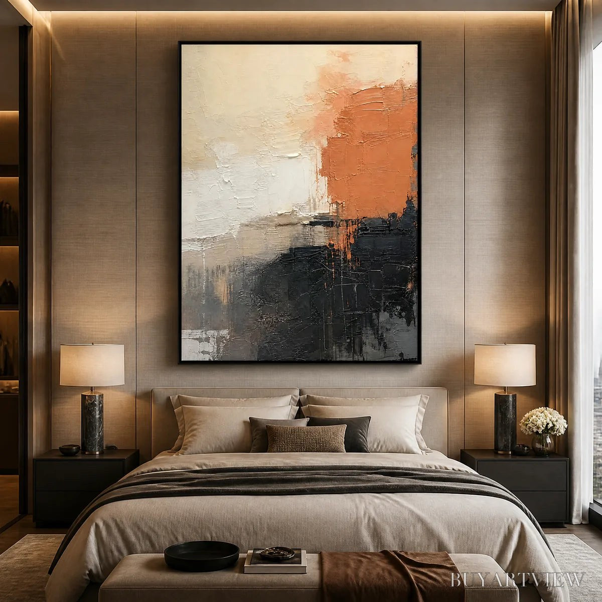 BUYARTVIEW Coral Shadow – Coral Black Neutral Abstract - image 6
