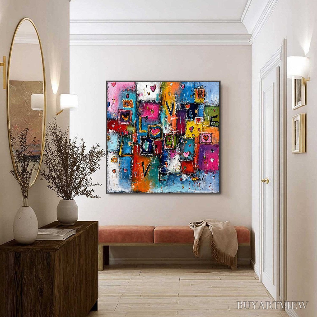 BUYARTVIEW Heartbeat Symphony – Colorful Abstract Love & Hearts Impasto Painting - image 6