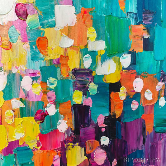 BUYARTVIEW Ready to Ship | Spectrum Mosaic | 28''X56'' | 70x140cm | Black Frame - image 2