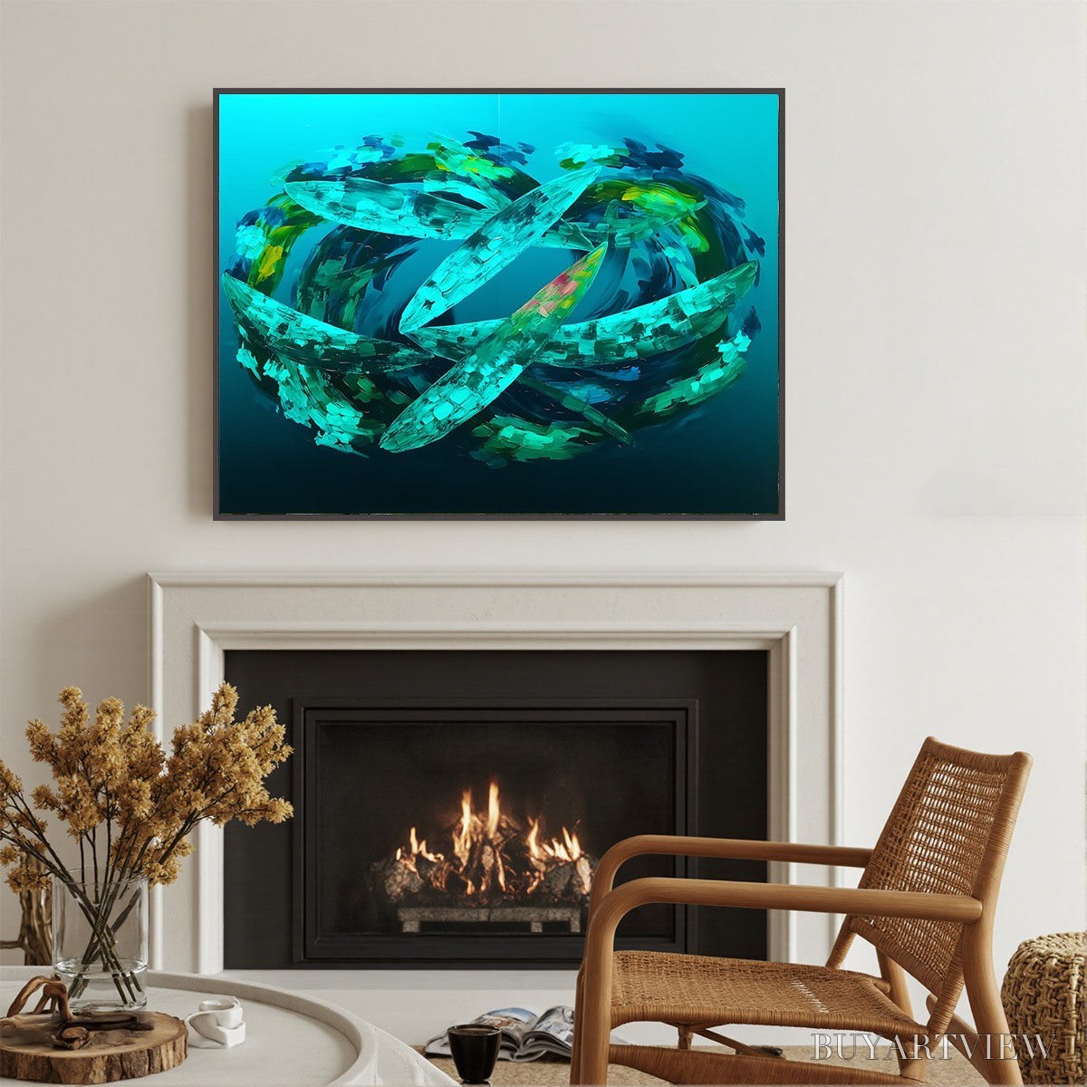 BUYARTVIEW Aquamarine Dream – Textured Abstract Oil Painting in Blues & Greens - image 6
