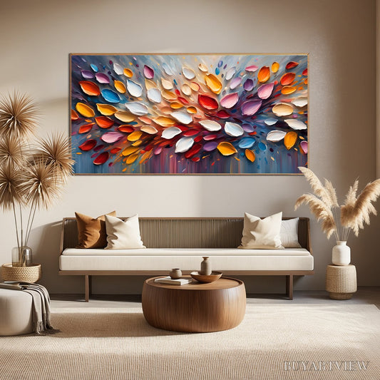 BUYARTVIEW Autumn'S Burst – Textured Abstract Leaf Oil Painting - image 2
