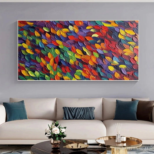 BUYARTVIEW Spectrum Rain – Colorful Abstract Impasto Oil Painting on Canvas - image 2