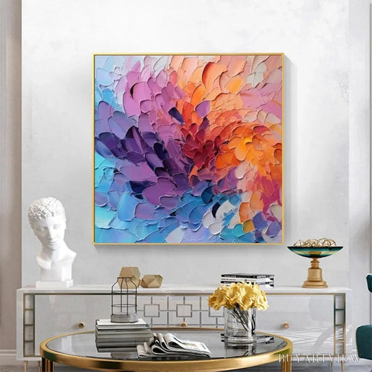 BUYARTVIEW Colorful Whirl – Textured Abstract Painting, Impasto , Square Canvas, Modern Decor - image 2