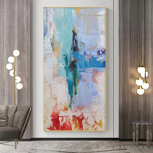 BUYARTVIEW Abstract Symphony – Textured Painting, Colorful , Modern Abstract, Vertical Canvas - image 2