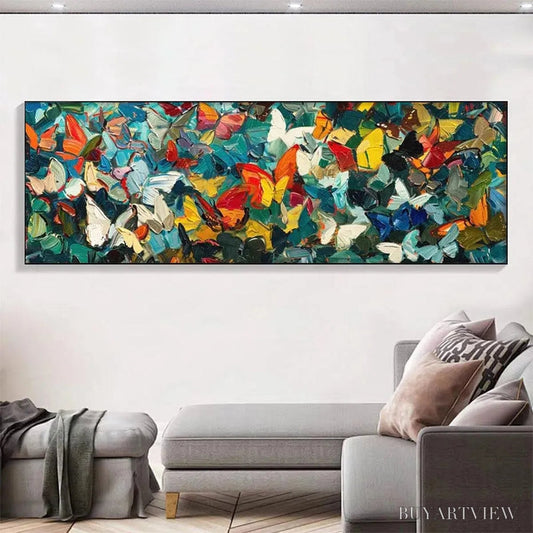 BUYARTVIEW Butterfly Whirlwind Panoramic – Butterfly Painting, Panoramic , Colorful Impasto Decor - image 2