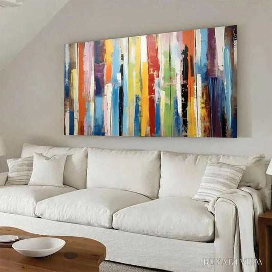 BUYARTVIEW Color Harmony – Abstract Painting with Colorful Vertical Stripes - image 2