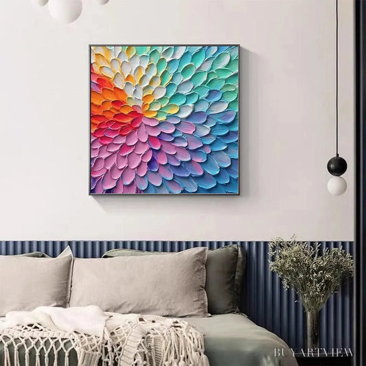 BUYARTVIEW Rainbow Burst – Textured Abstract Painting in Rainbow Colors - image 2