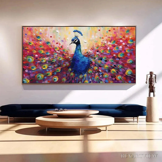 BUYARTVIEW Majestic Peacock – Vibrant Peacock Painting on Canvas - image 2