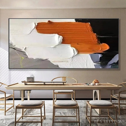 BUYARTVIEW Orange Burst – Textured Abstract Painting in Orange, White, and Black - image 2
