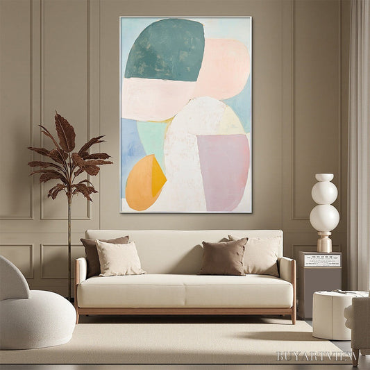 BUYARTVIEW Pastel Harmony – Soft Abstract Color Block Oil Painting - image 2