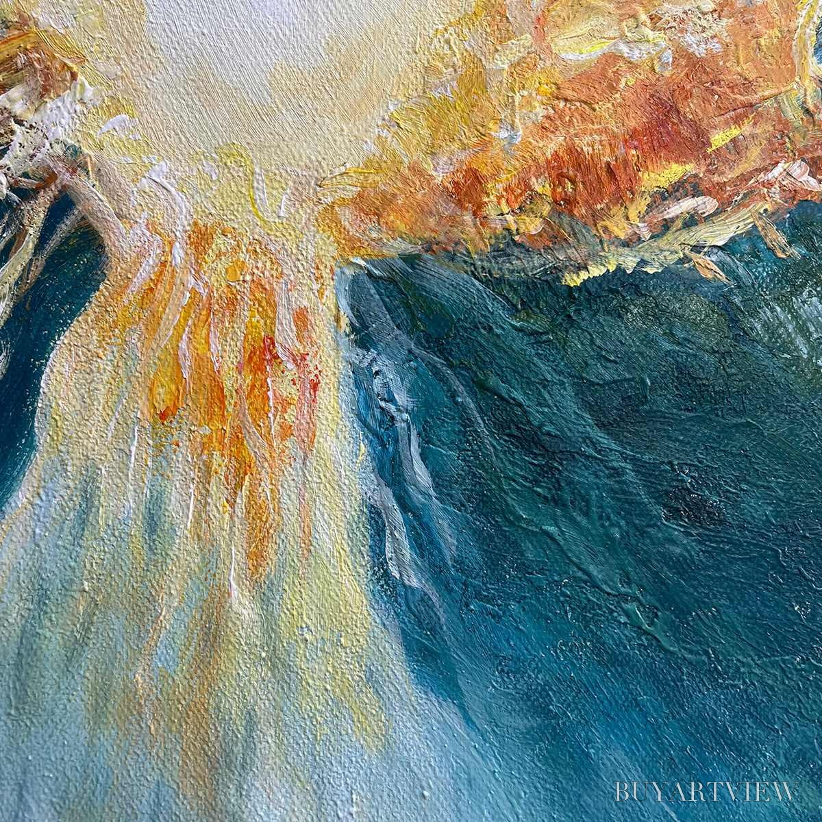 BUYARTVIEW Golden Abyss – Abstract Teal and Gold Oil Painting - image 6