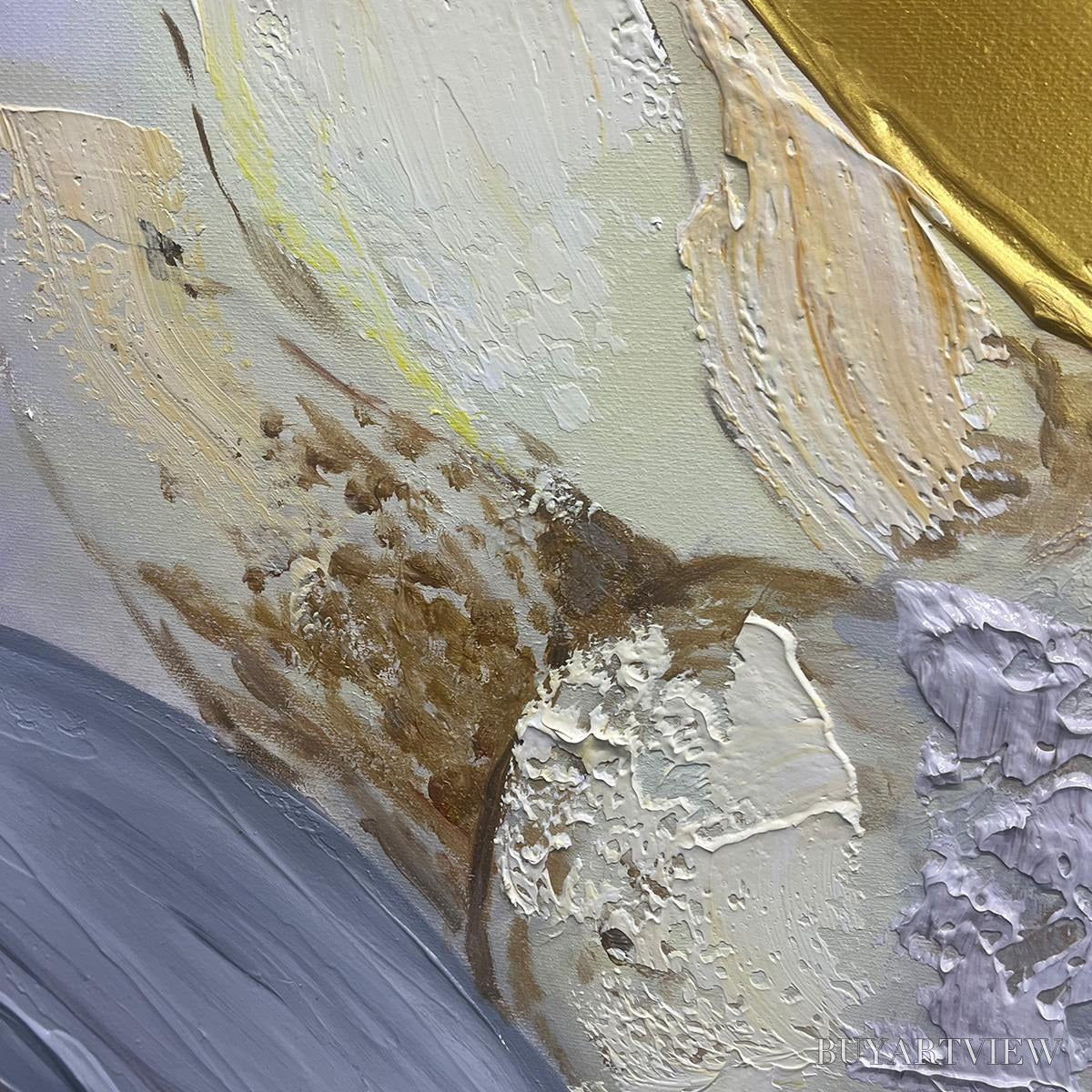BUYARTVIEW Ethereal Gold – Abstract White, Grey and Gold Oil Painting - image 6