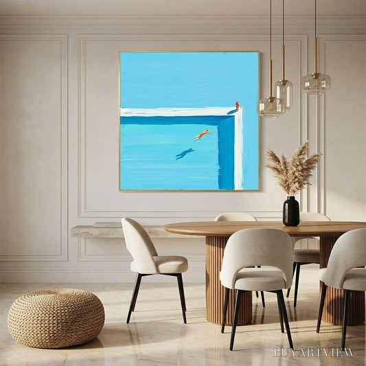 BUYARTVIEW the Leap – Minimalist Art of a Summer Pool Dive - image 2