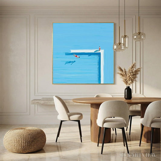 BUYARTVIEW the Plunge – Minimalist Modern Art of a Summer Pool Scene - image 2