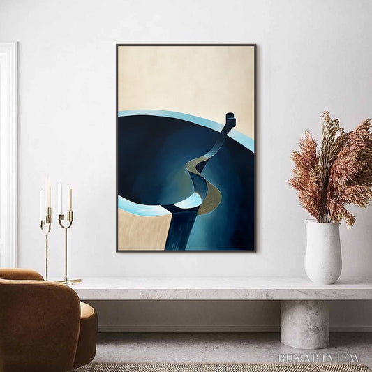 BUYARTVIEW Voyage – Modern Minimalist Abstract Painting in Blue and Beige - image 2