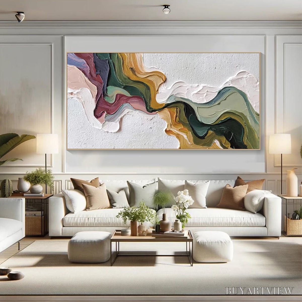 BUYARTVIEW Terra Flow – Textured Abstract Earth Tone Panoramic Painting - image 6