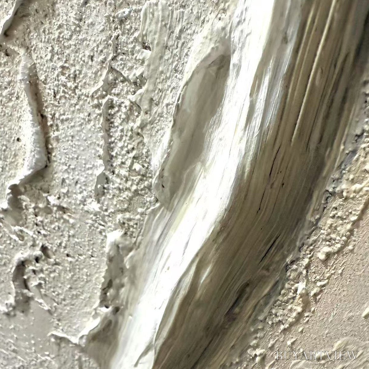 BUYARTVIEW Ready to Ship | Serene Pathways – Minimalist Beige Impasto Oil - image 4