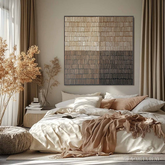 BUYARTVIEW Earthen Rhythm – Minimalist Textured Beige Grid Painting - image 2
