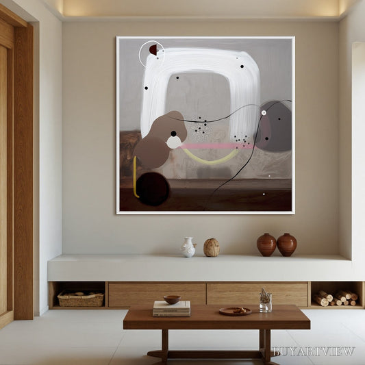 BUYARTVIEW Abstract Balance – Minimalist Abstract Grey Oil Painting - image 2