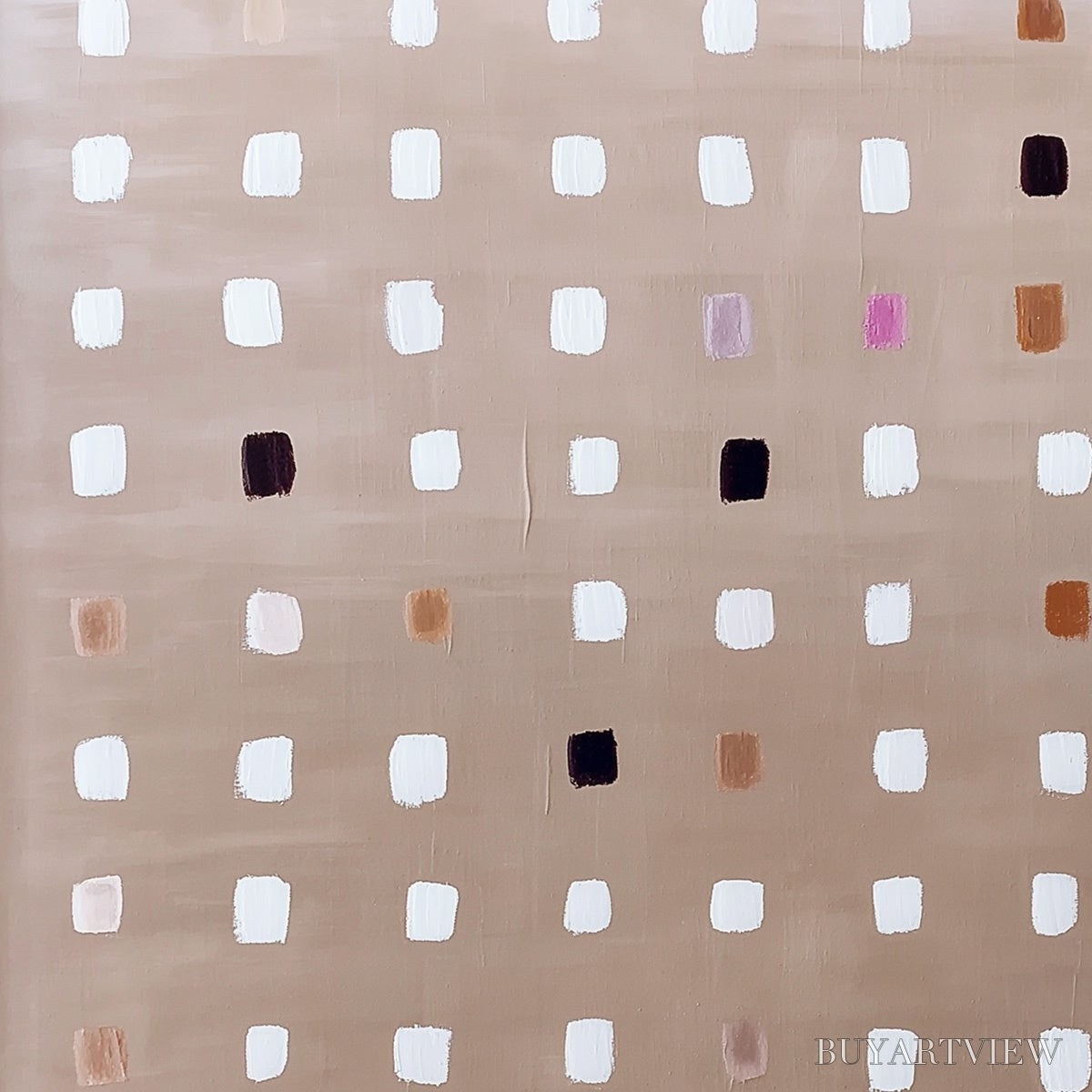 BUYARTVIEW Neutral Harmony – Minimalist Abstract Grid Oil Painting - image 6
