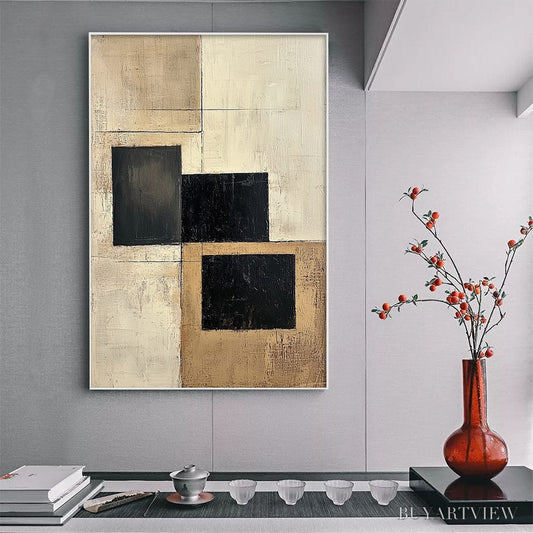 BUYARTVIEW Structured Balance – Minimalist Abstract Oil Painting - image 2