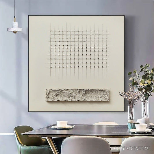 BUYARTVIEW Order & Texture – Minimalist Beige Abstract Acrylic Painting - image 2