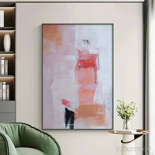 BUYARTVIEW Blushing Dawn – Pink Abstract Painting, Textured , Vertical Canvas, Minimalist Decor - image 2