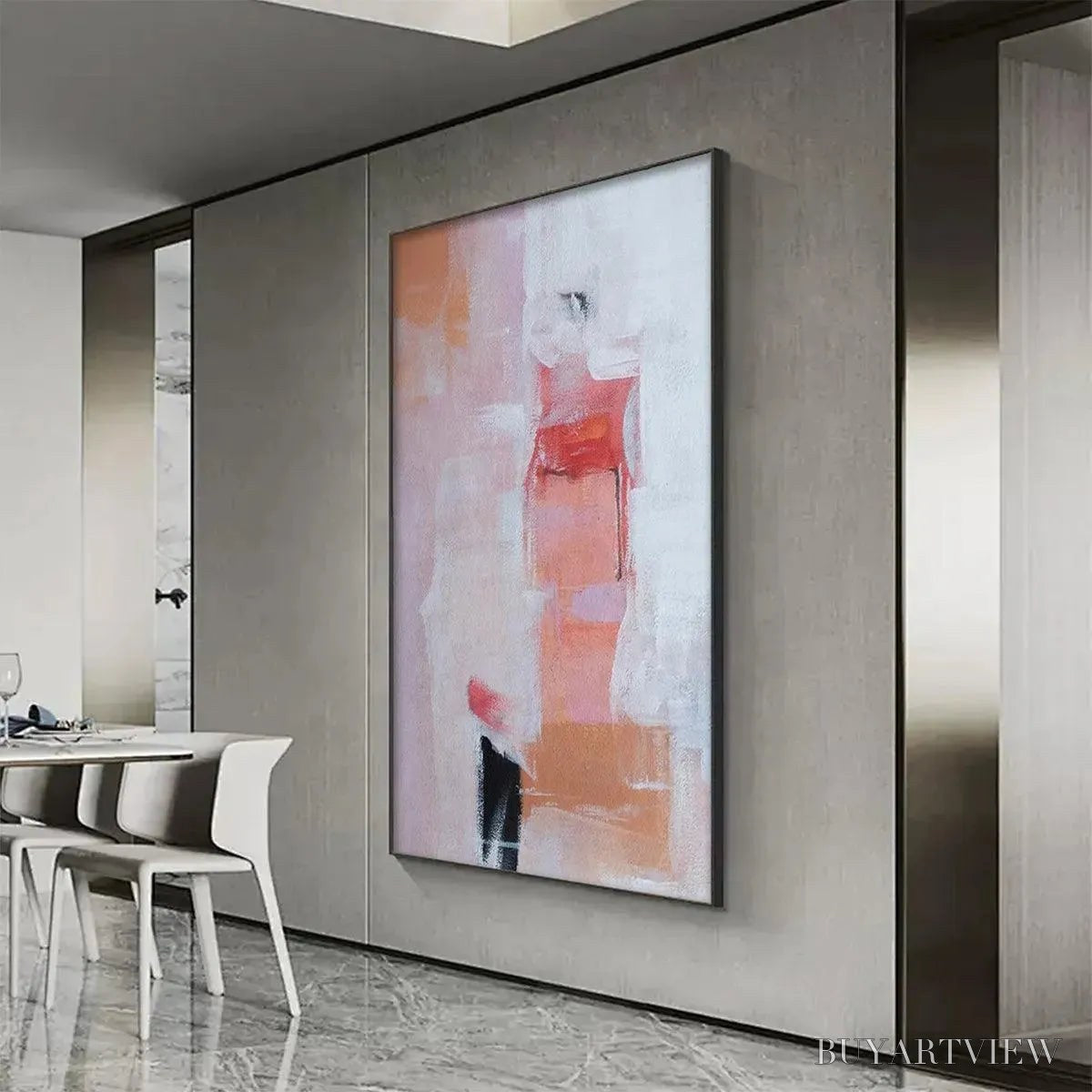 BUYARTVIEW Blushing Dawn – Pink Abstract Painting, Textured , Vertical Canvas, Minimalist Decor - image 6
