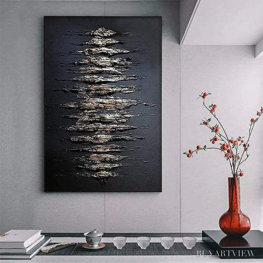 BUYARTVIEW Black and Gold Texture – Textured Abstract Painting - image 2