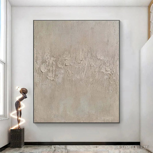 BUYARTVIEW Textured Beige Abstract – Minimalist Textured Painting, Square - image 2