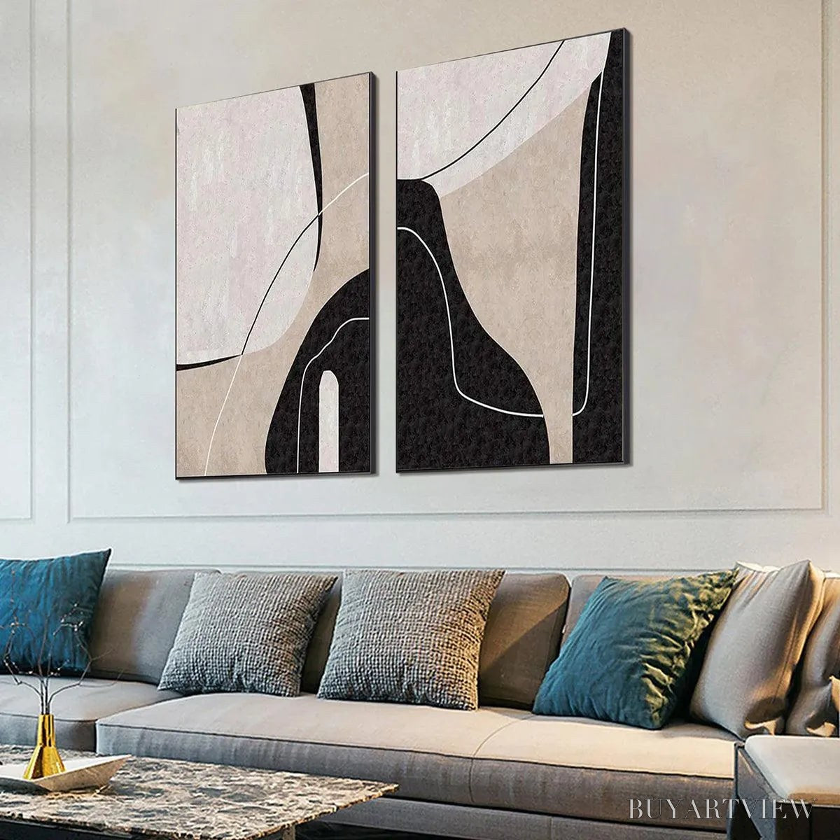 BUYARTVIEW Abstract Minimalist Diptych – Abstract Painting Set of 2, Vertical - image 6
