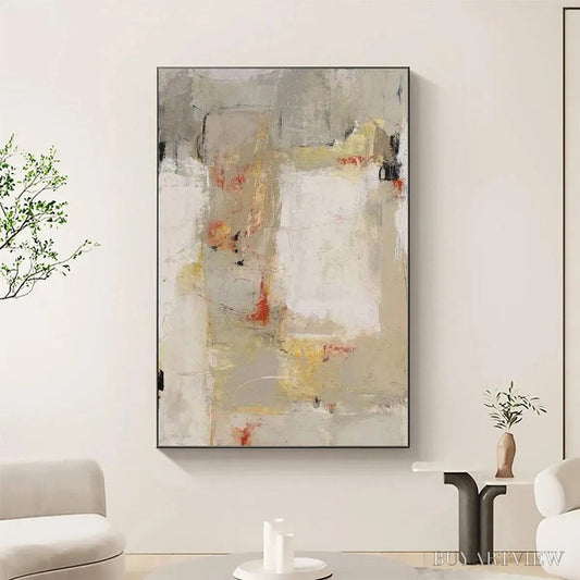 BUYARTVIEW Neutral Abstraction – Minimalist Abstract Painting, Vertical - image 2