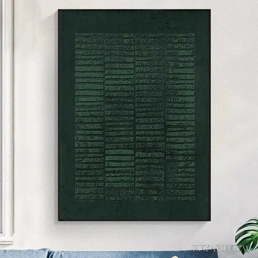 BUYARTVIEW Dark Green Textured Grid – Minimalist Textured Painting - image 2