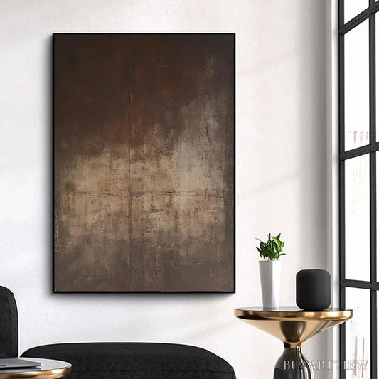 BUYARTVIEW Dark Brown Textured Abstract – Minimalist Textured Painting - image 2