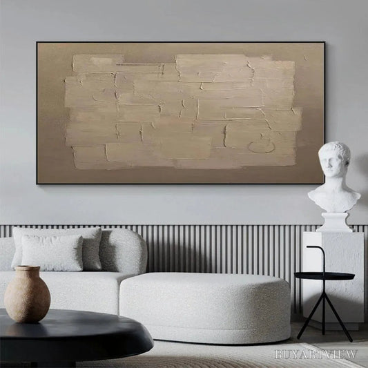 BUYARTVIEW Textured Taupe Abstract – Minimalist Textured Painting - image 2