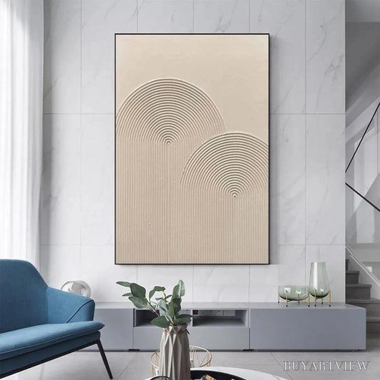 BUYARTVIEW Textured Rainbow – Minimalist Textured Painting in Beige - image 2