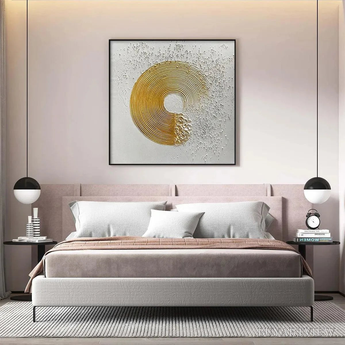 BUYARTVIEW Golden Harmony – Textured Gold and White Abstract Painting, Square - image 6