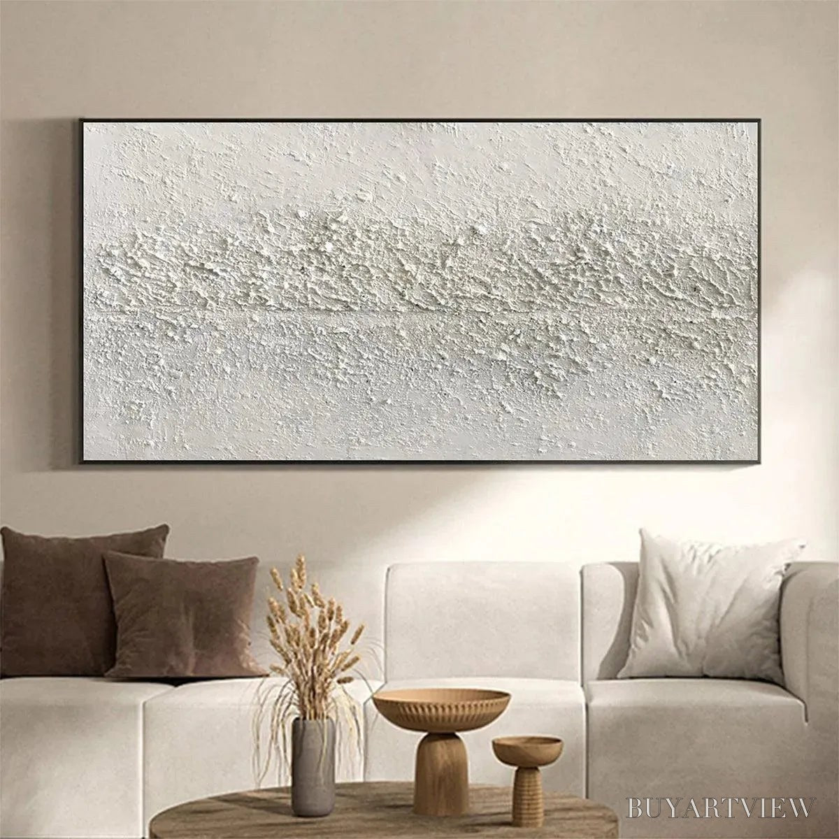 BUYARTVIEW Textured Whispers – Textured Minimalist Abstract Painting in White - image 6