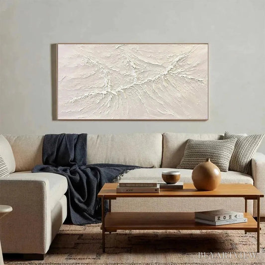 BUYARTVIEW White Sands – Textured Minimalist Abstract Painting in White - image 2