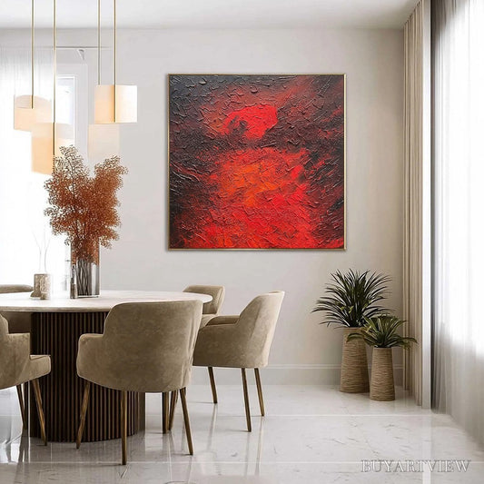 BUYARTVIEW Inferno – Large Textured Red and Black Abstract Impasto Painting - image 2