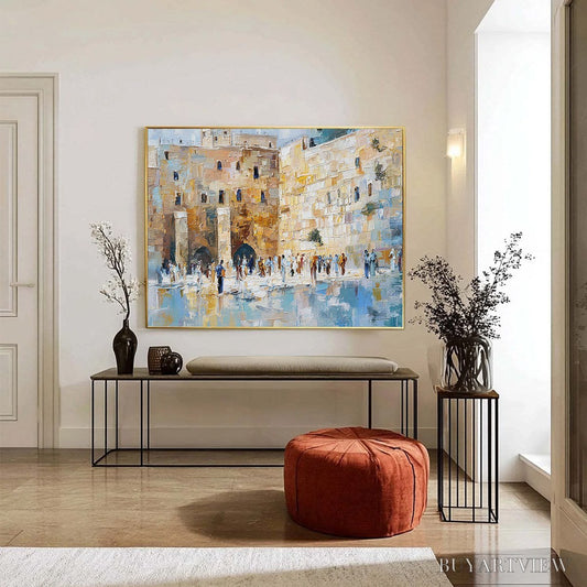 BUYARTVIEW Echoes of Eternity – Textured Impasto Painting of a Historic Cityscape - image 2