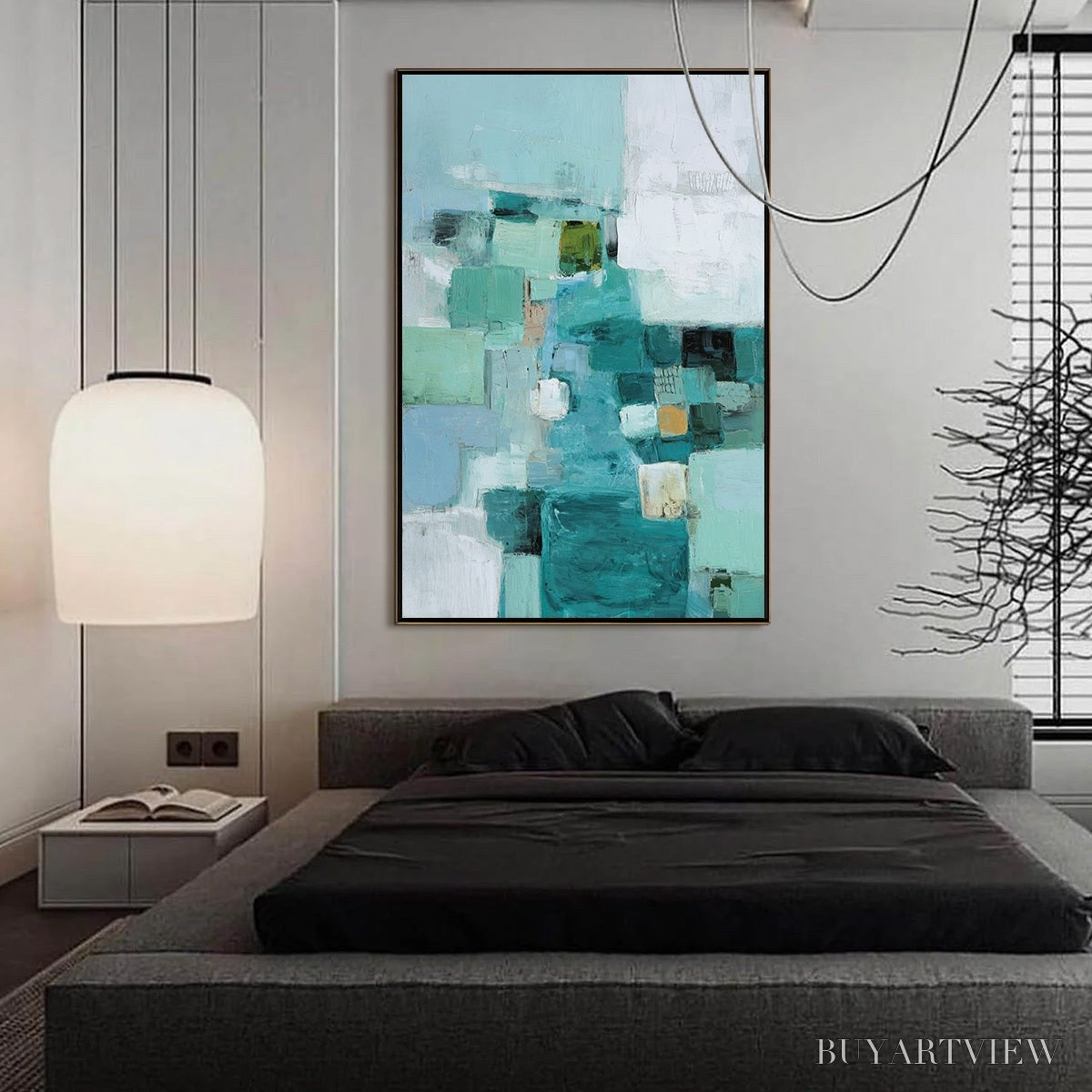 BUYARTVIEW Coastal Mosaic – Textured Abstract Painting in Teal and Blue - image 6