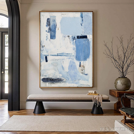 BUYARTVIEW Aegean Deconstruct – Textured Blue and White Abstract Painting - image 2