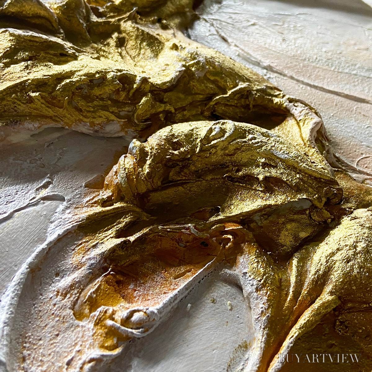 BUYARTVIEW Ready to Ship | Jade Aurora – Abstract Gold-Green Impasto Oil Painting - image 4