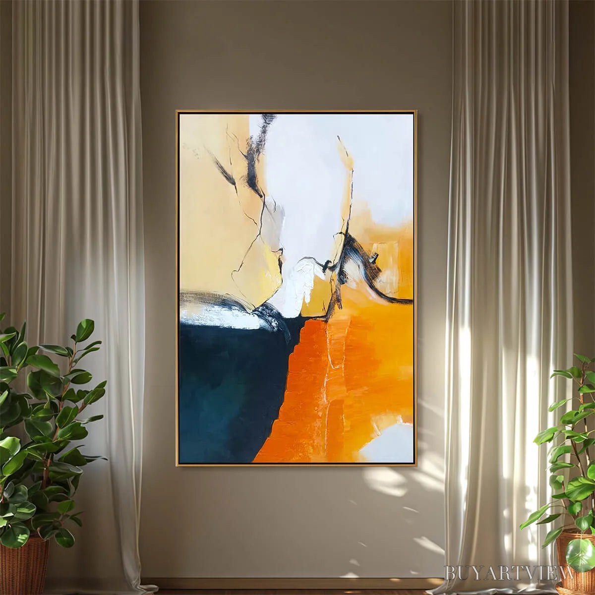 BUYARTVIEW Ochre Flow – Abstract Oil Painting on Canvas - image 6