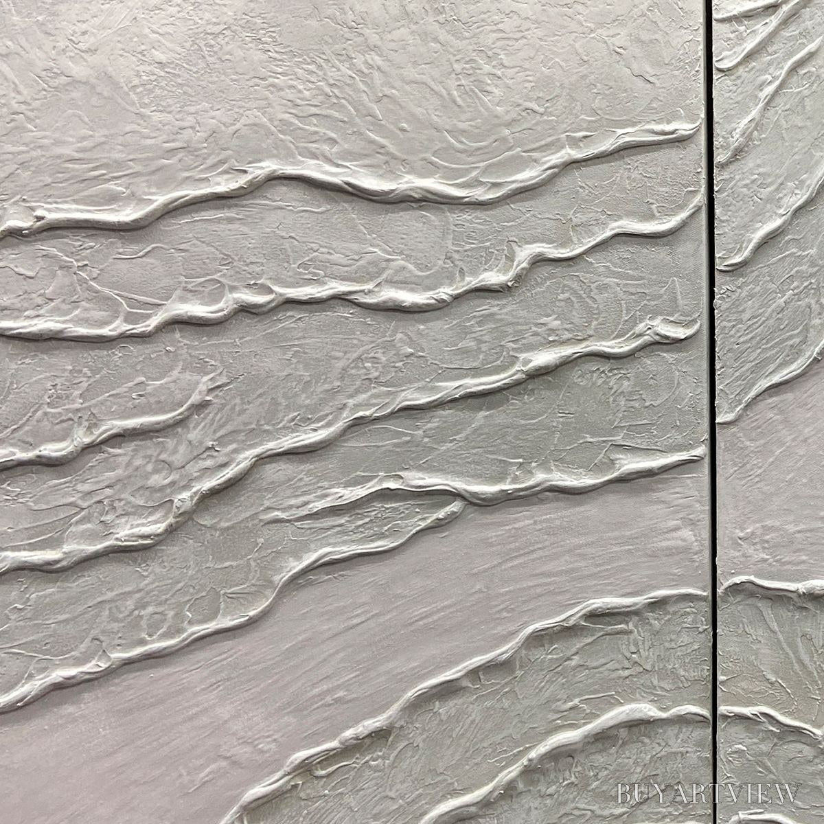 BUYARTVIEW White Textured Lines Diptych – Textured Abstract Painting Set of 2, Vertical - image 6